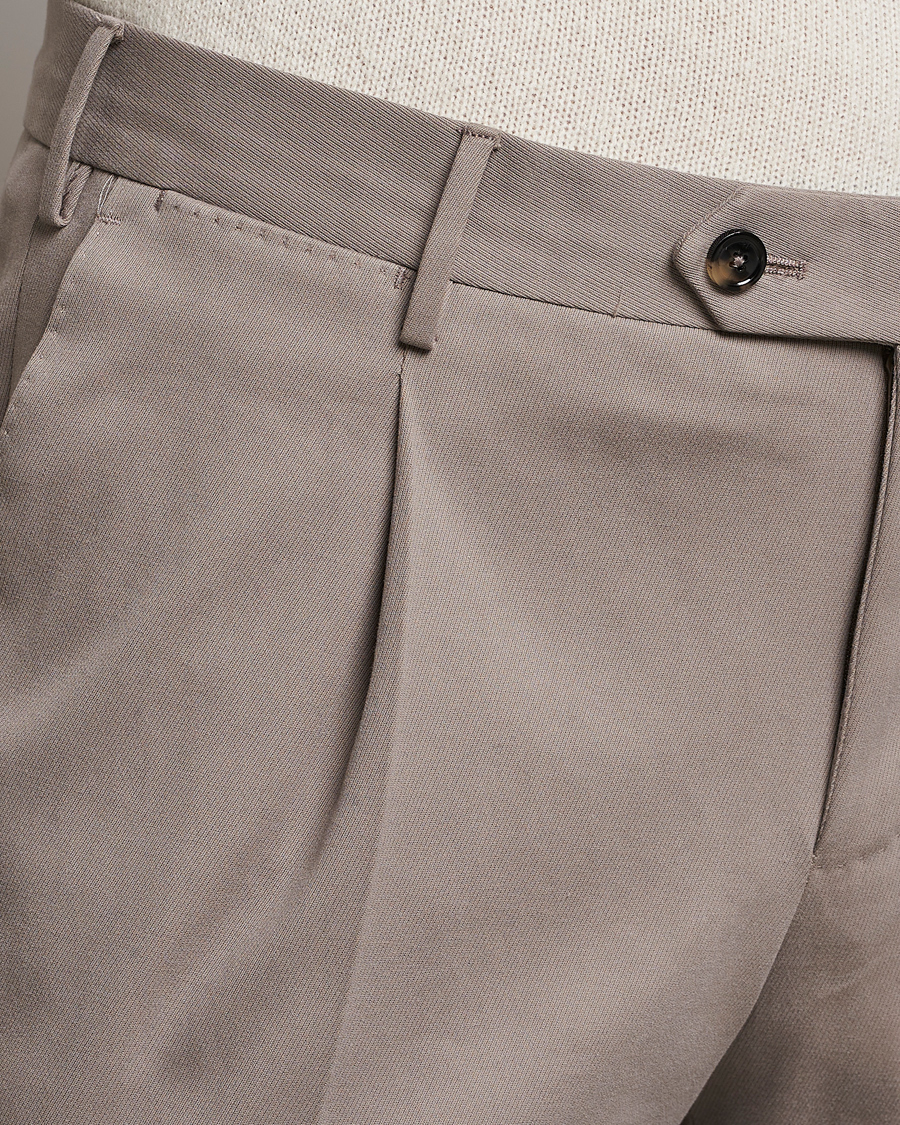 Herren | Hosen | PT01 | Slim Fit Pleated Cotton/Cashmere Chinos Beige