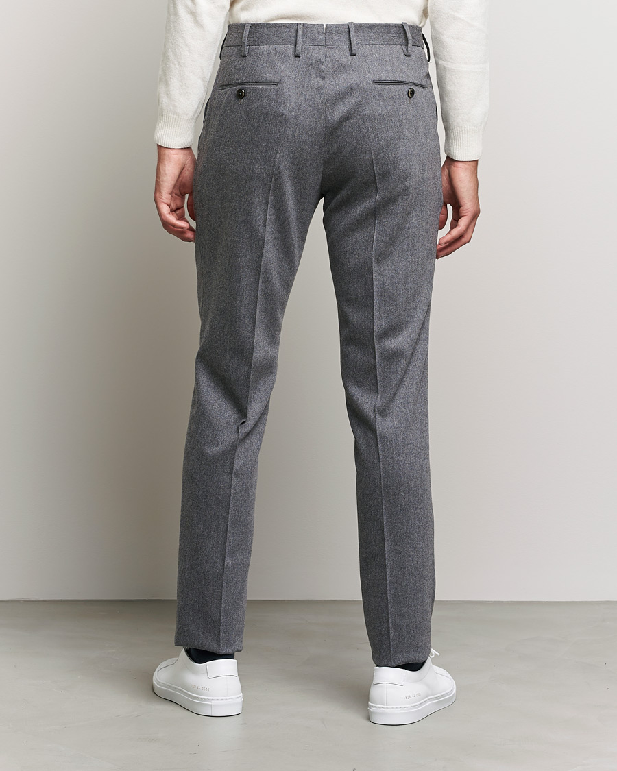 Herren | Hosen | PT01 | Slim Fit Pleated Flannel Trousers Light Grey