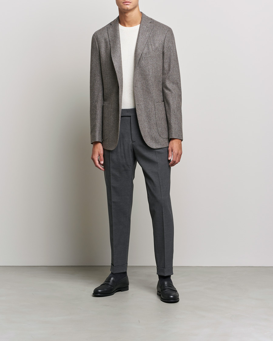 Herren | Stoffhosen | PT01 | Slim Fit Pleated Wool Trousers Dark Grey