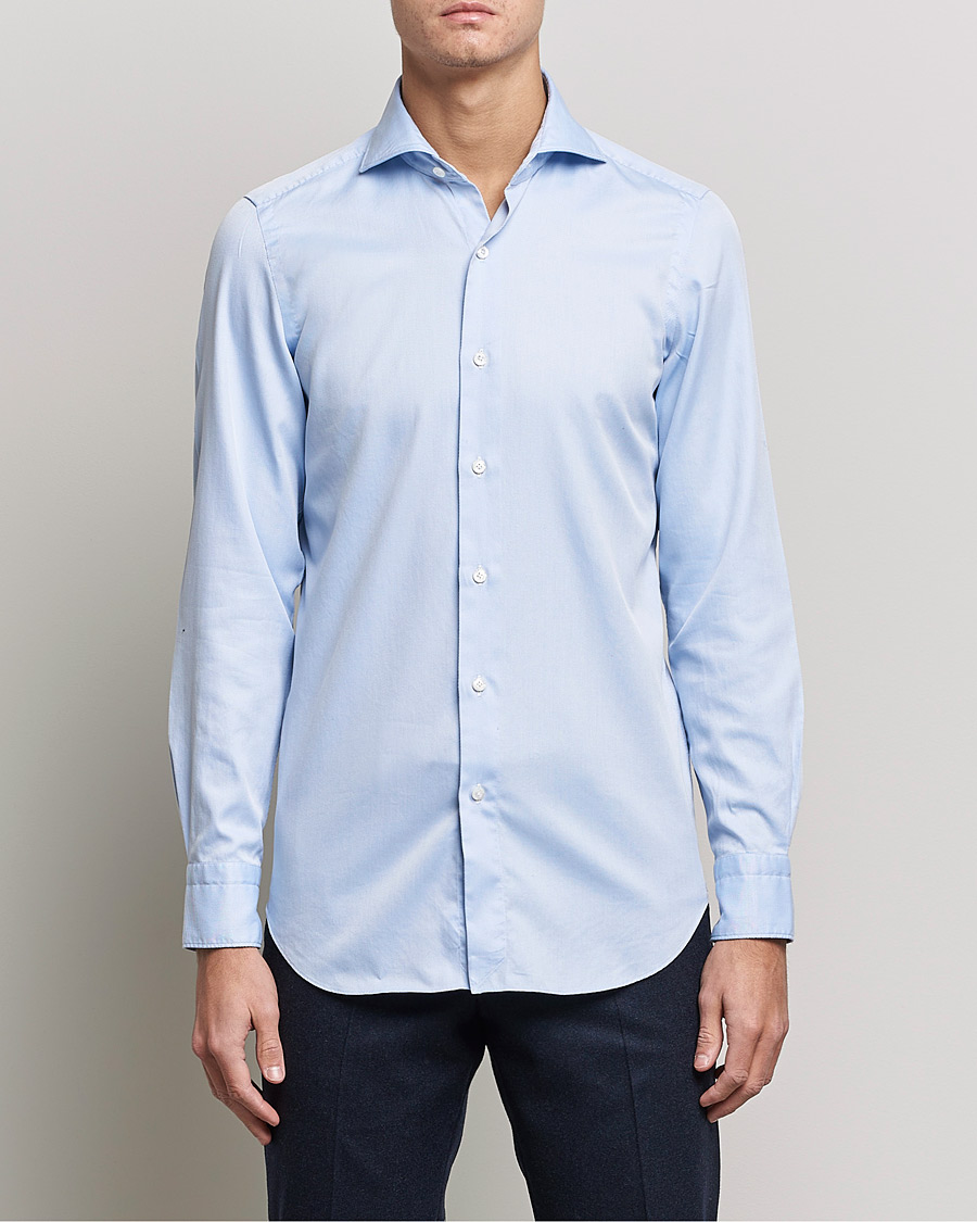 Herren | Freizeithemden | Finamore Napoli | Milano Slim Washed Dress Shirt Light Blue