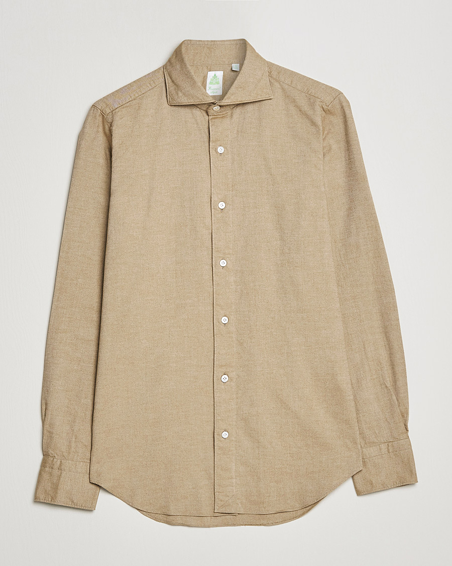 Herren | Hemden | Finamore Napoli | Tokyo Slim Flannel Shirt Beige