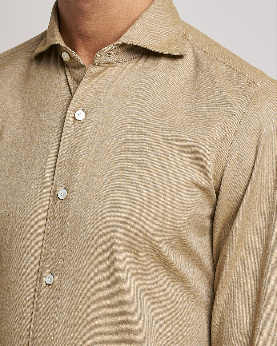 Herren | Hemden | Finamore Napoli | Tokyo Slim Flannel Shirt Beige