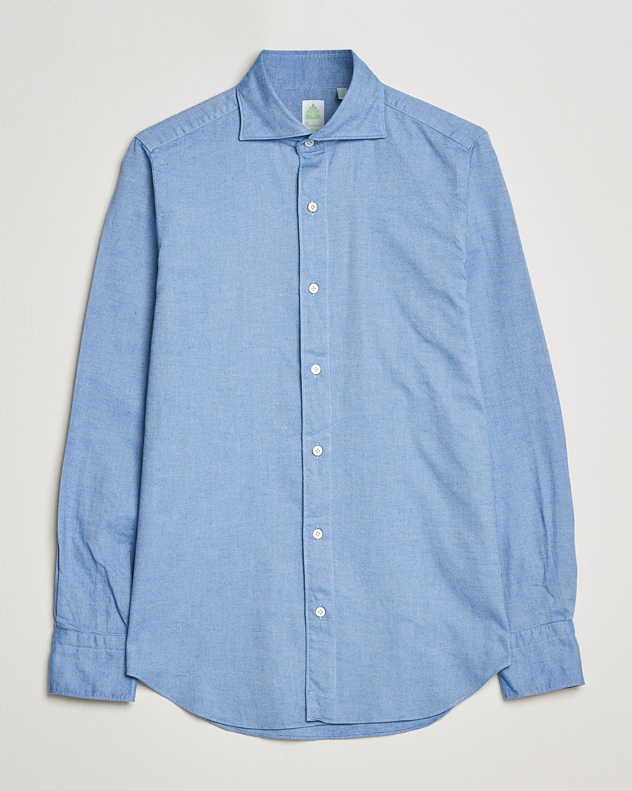Herren | Hemden | Finamore Napoli | Tokyo Slim Flannel Shirt Light Blue