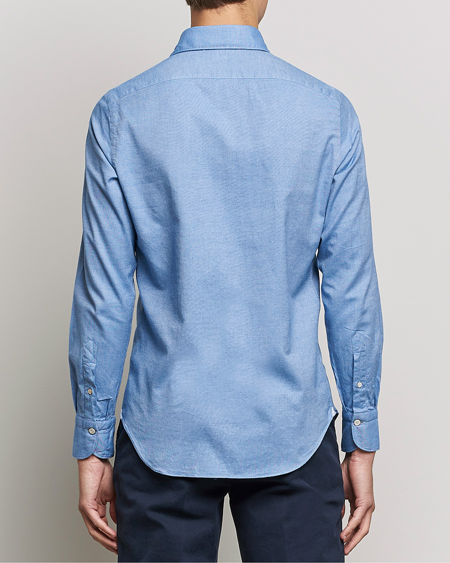 Herren | Hemden | Finamore Napoli | Tokyo Slim Flannel Shirt Light Blue
