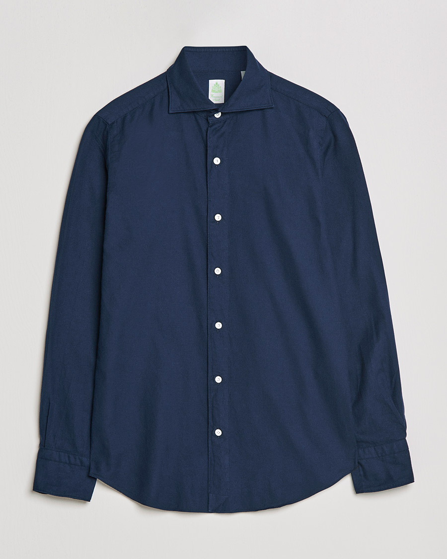 Herren | Hemden | Finamore Napoli | Tokyo Slim Flannel Shirt Navy