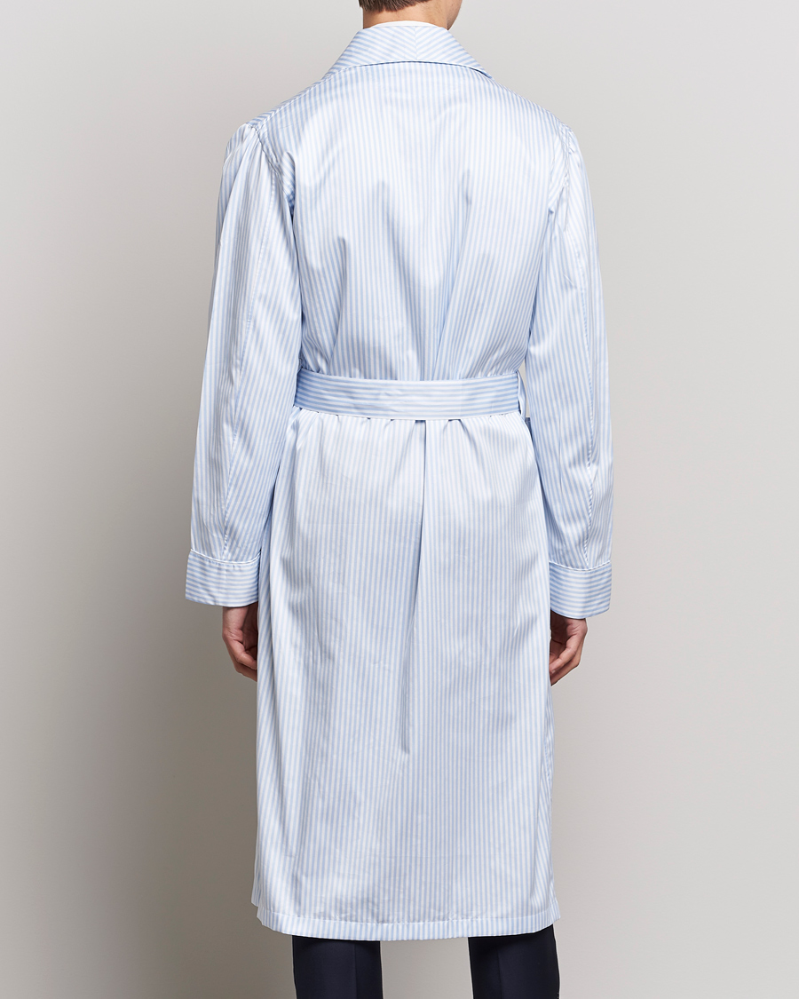 Herren | Schlafanzüge & Bademäntel | Finamore Napoli | Levante Popeline Robe Light Blue Stripe