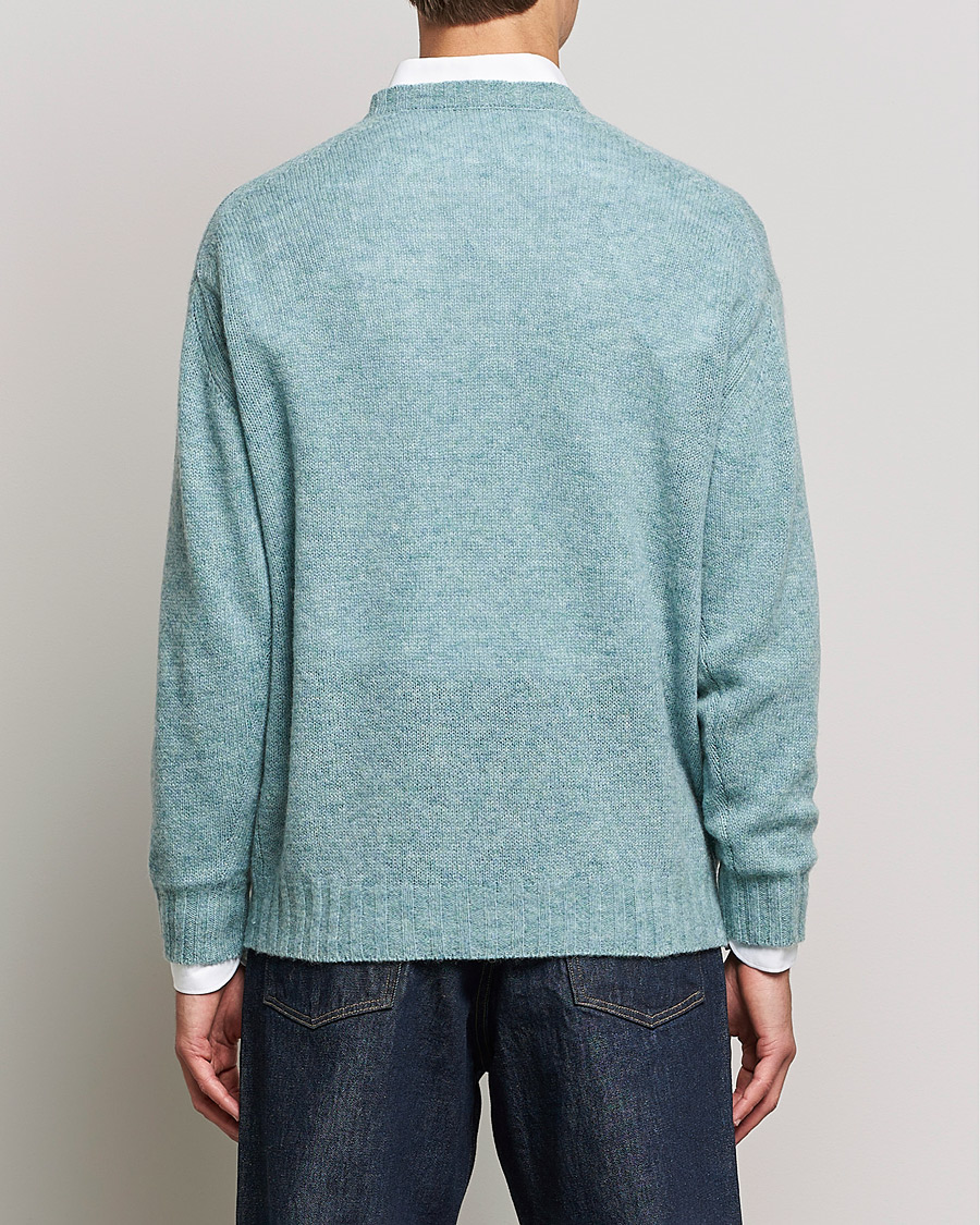 Herren | Pullover | Auralee | Wool/Cashmere Crewneck Knit Top Blue Green