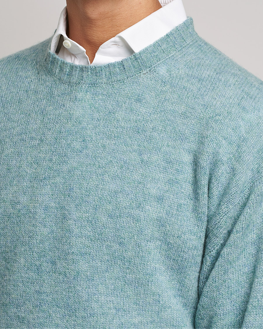 Herren | Pullover | Auralee | Wool/Cashmere Crewneck Knit Top Blue Green