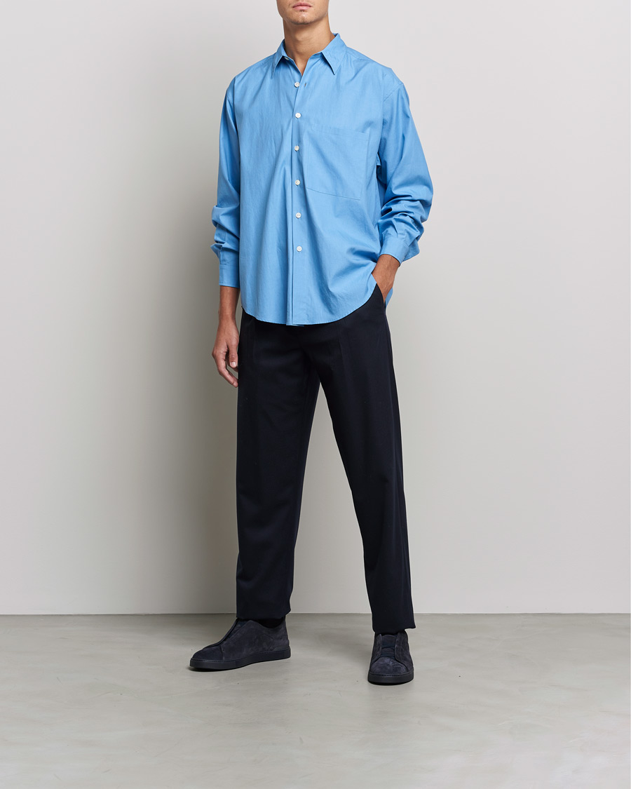 Herren | Luxury Brands | Auralee | Finx Twill Shirt Clear Blue
