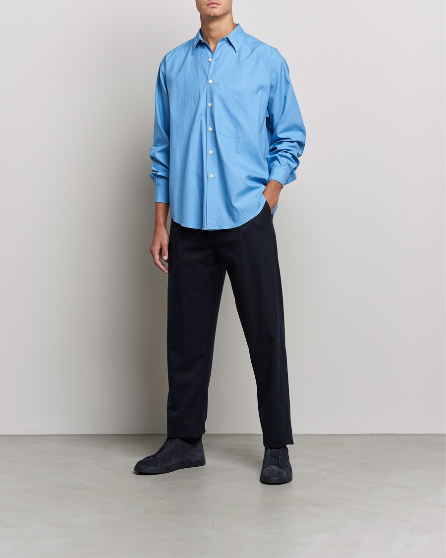 Herren | Hemden | Auralee | Finx Twill Shirt Clear Blue