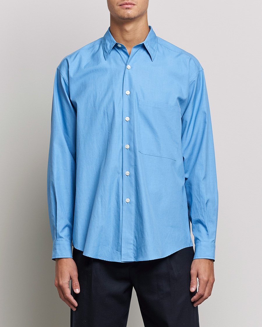 Herren | Hemden | Auralee | Finx Twill Shirt Clear Blue