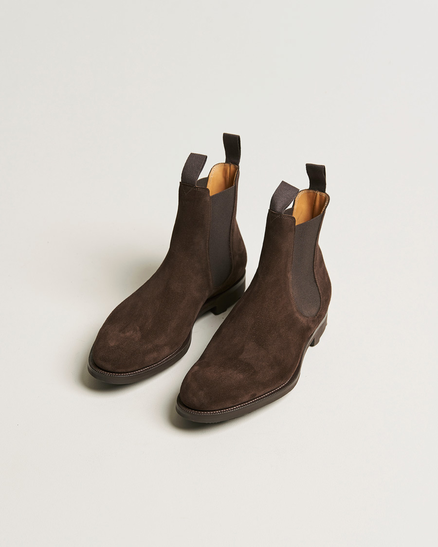 Men |  | Edward Green | Newmarket Suede Chelsea Boot Espresso