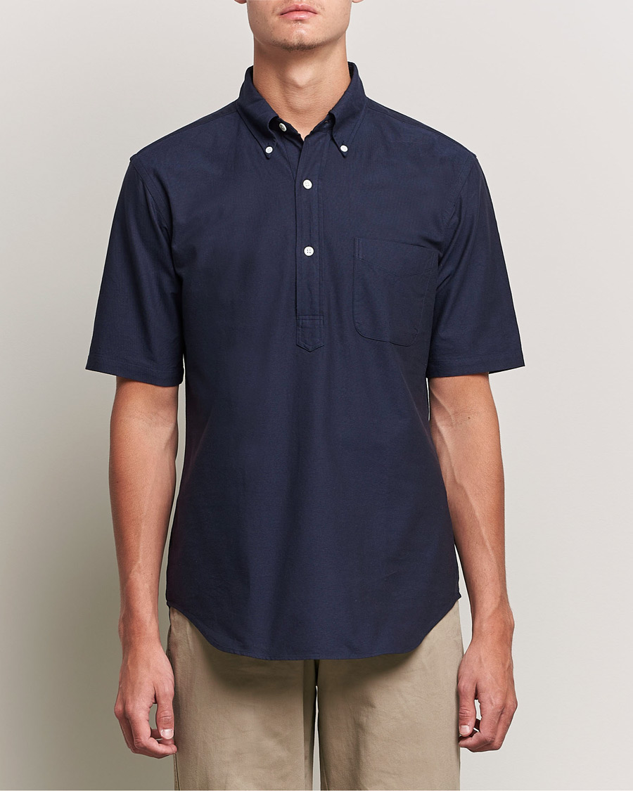 Herren | Japanese Department | Kamakura Shirts | Vintage Ivy Short Sleeve Popover Shirt Navy
