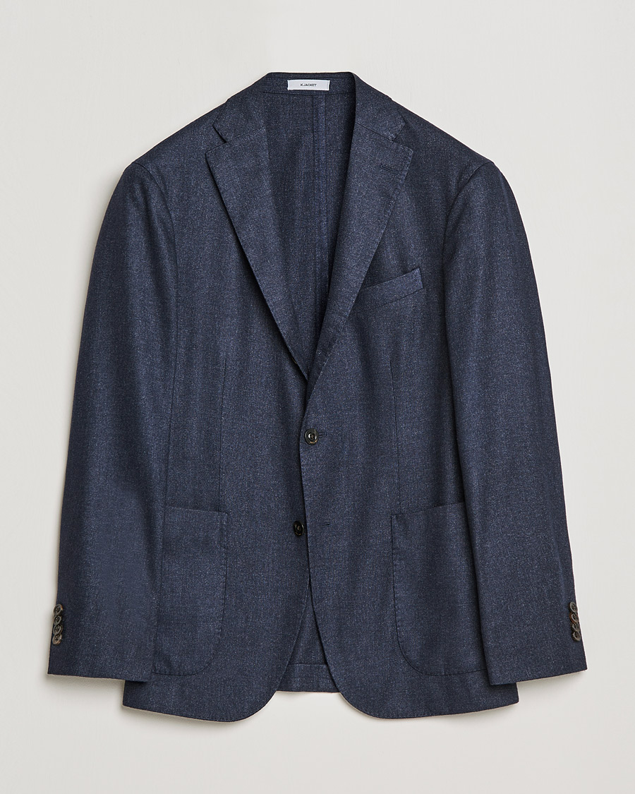 Herren | Wollsakko | Boglioli | K Jacket Dyed Flannel Blazer Dark Blue
