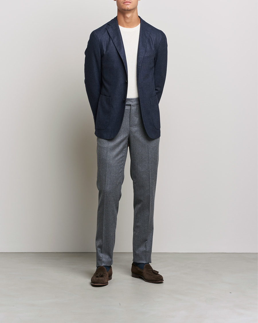 Herren | Sakkos | Boglioli | K Jacket Dyed Flannel Blazer Dark Blue