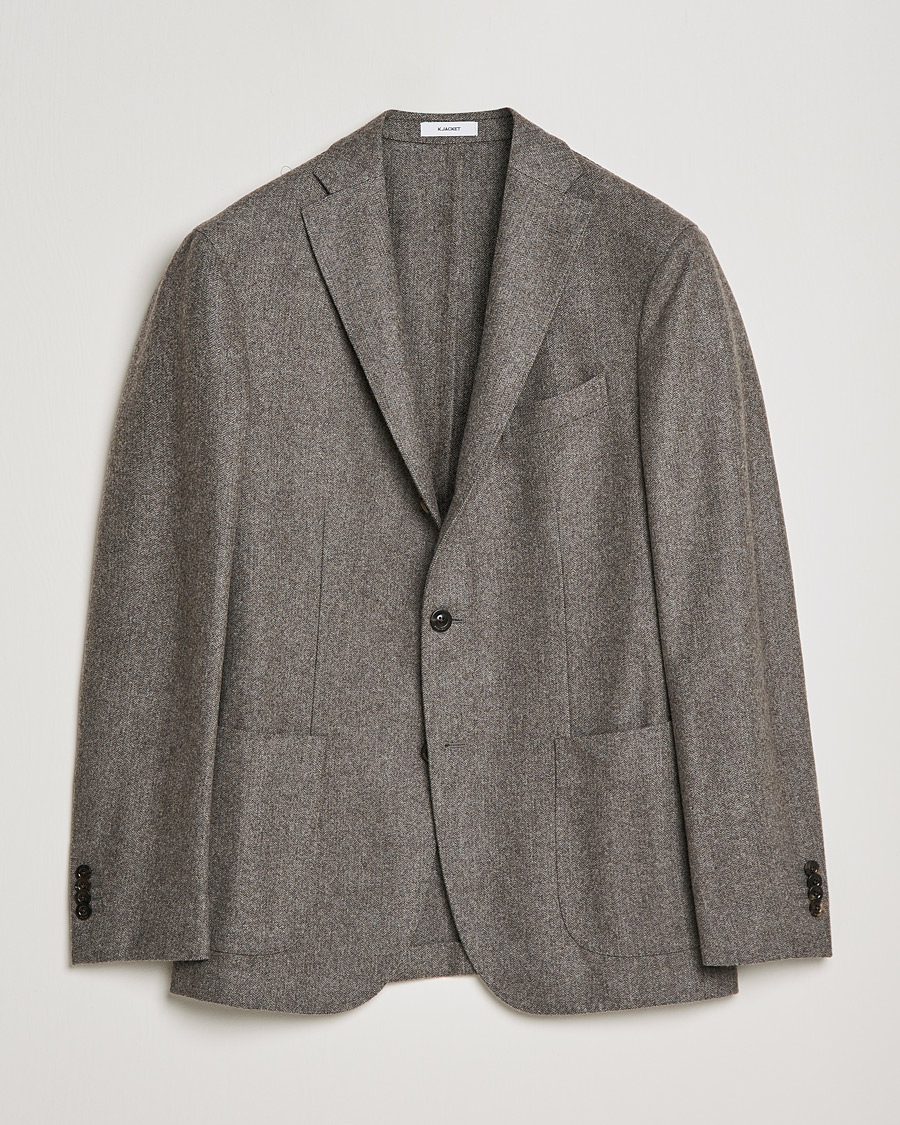Herren | Wollsakko | Boglioli | K Jacket Herringbone Wool Blazer Light Grey