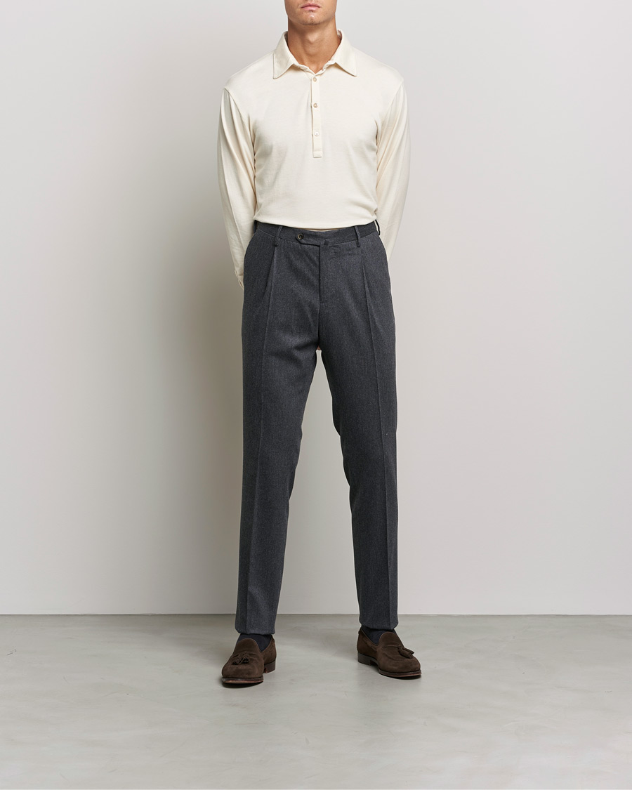 Herren | Langarm-Poloshirts | Boglioli | Long Sleeve Polo Shirt Off White