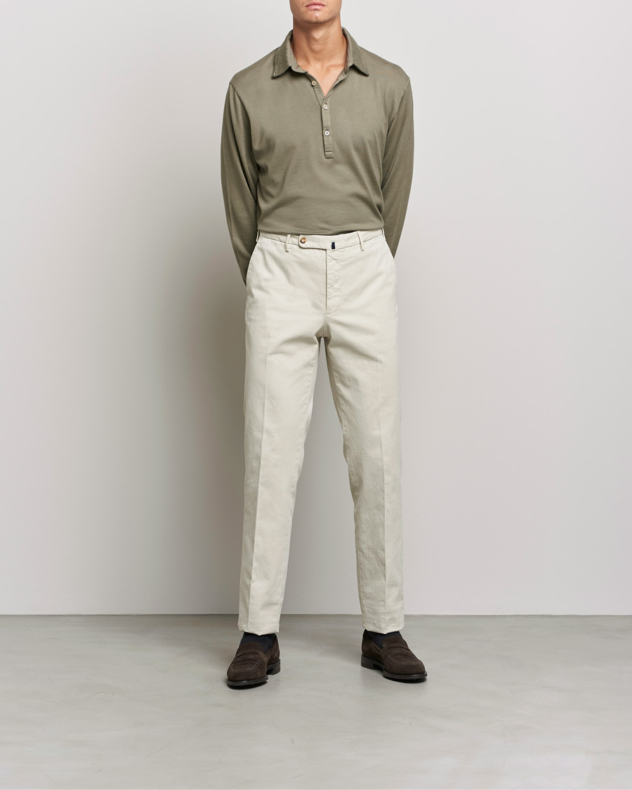 Herren | Langarm-Poloshirts | Boglioli | Long Sleeve Polo Shirt Sage Green