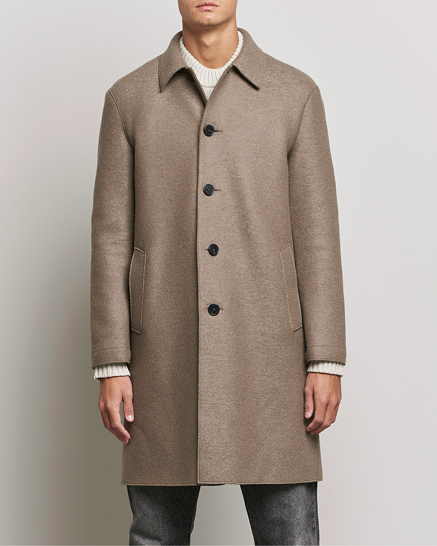 Herren |  | Harris Wharf London | Pressed Wool Mac Coat Natural Taupe