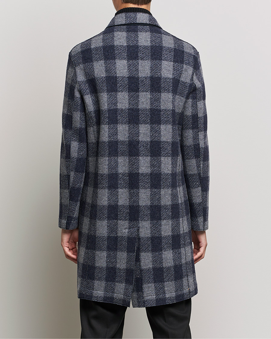 Herren | Jacken | Harris Wharf London | Vichy Fleece Lined Mac Coat Blue/Grey