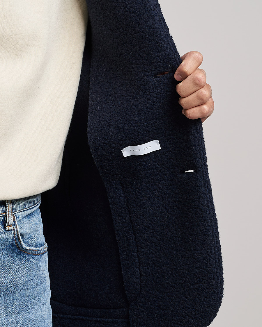 Herren | Hemden | Harris Wharf London | Harrington Wool Boucleè Shirt Jacket Navy