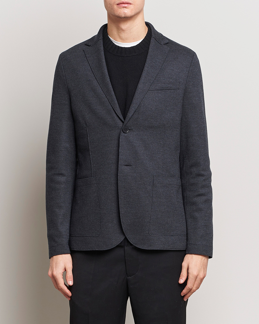 Herren | Strickblazer | Harris Wharf London | Two Button Vented Superfine Merino Blazer Anthracite