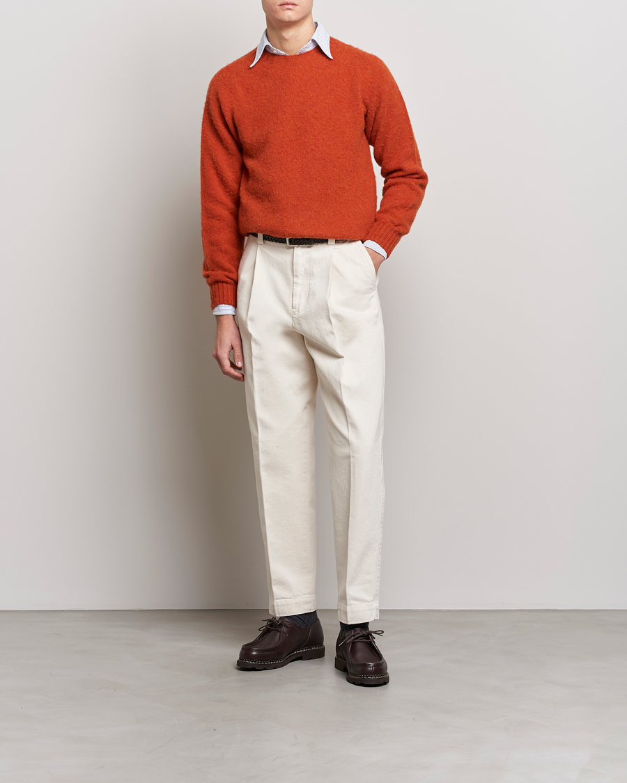 Herren | Pullover | Drake's | Brushed Shetland Crew Orange