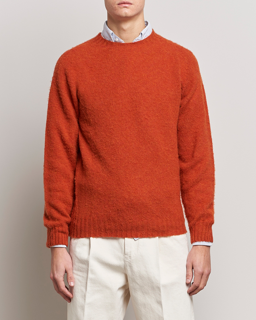 Herren | Pullover | Drake's | Brushed Shetland Crew Orange