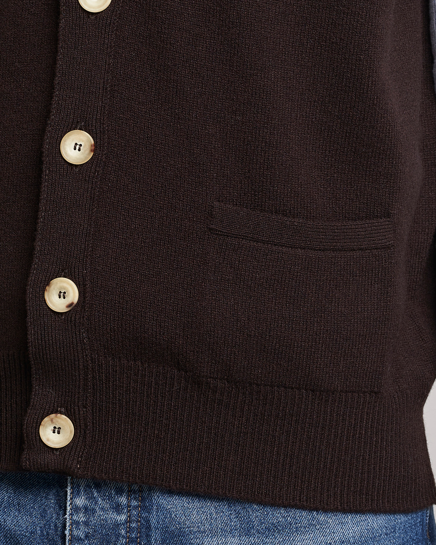 Herren | Pullover | Drake's | Lambswool Vest Cardigan Brown