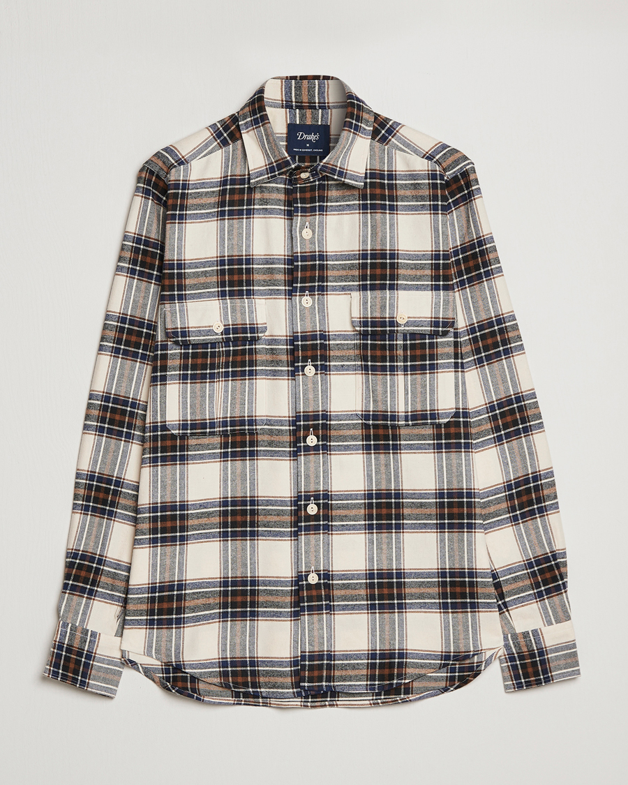 Herren | Hemden | Drake's | Rugged Cotton Twill Work Shirt Neutral