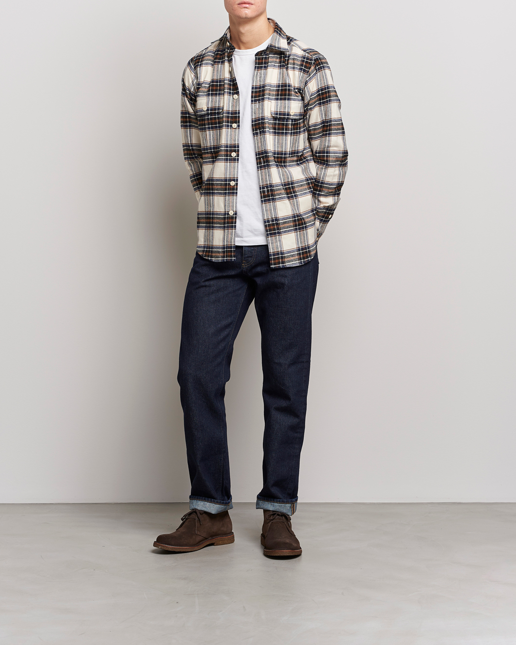 Herren | Hemden | Drake's | Rugged Cotton Twill Work Shirt Neutral