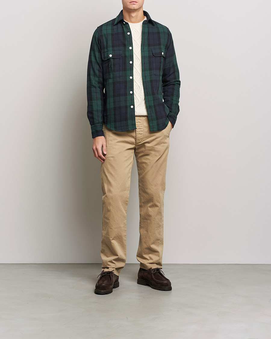 Herren | Hemden | Drake's | Rugged Cotton Twill Work Shirt Navy