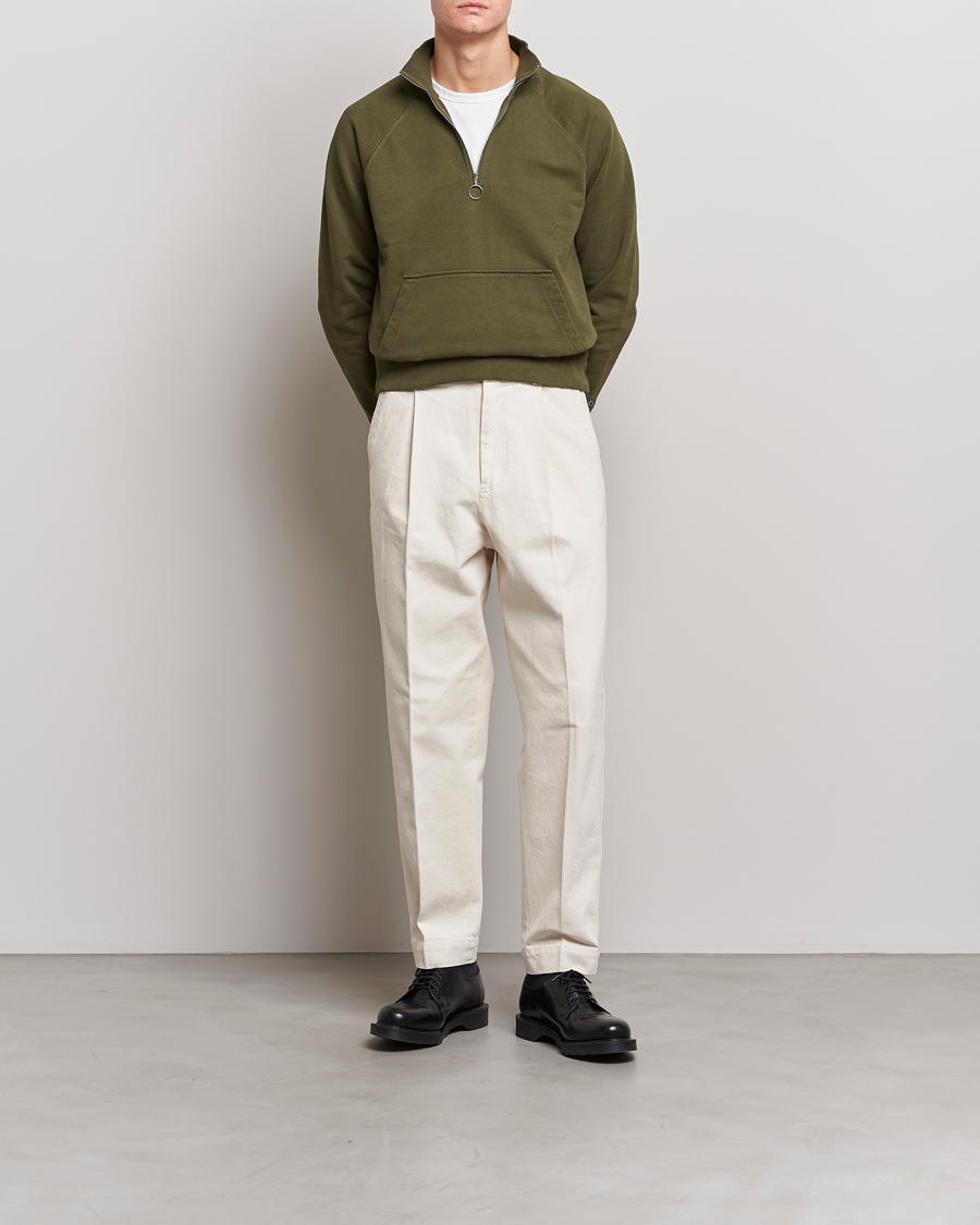 Herren | Pullover | Drake's | Quarter Zip Sweatshirt Green