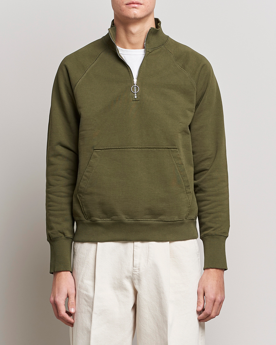 Herren | Half-zip | Drake's | Quarter Zip Sweatshirt Green