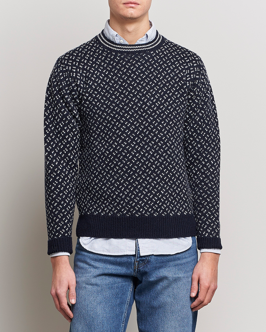 Herren |  | Drake's | Norwegian Wool/Alpaca Crew Navy