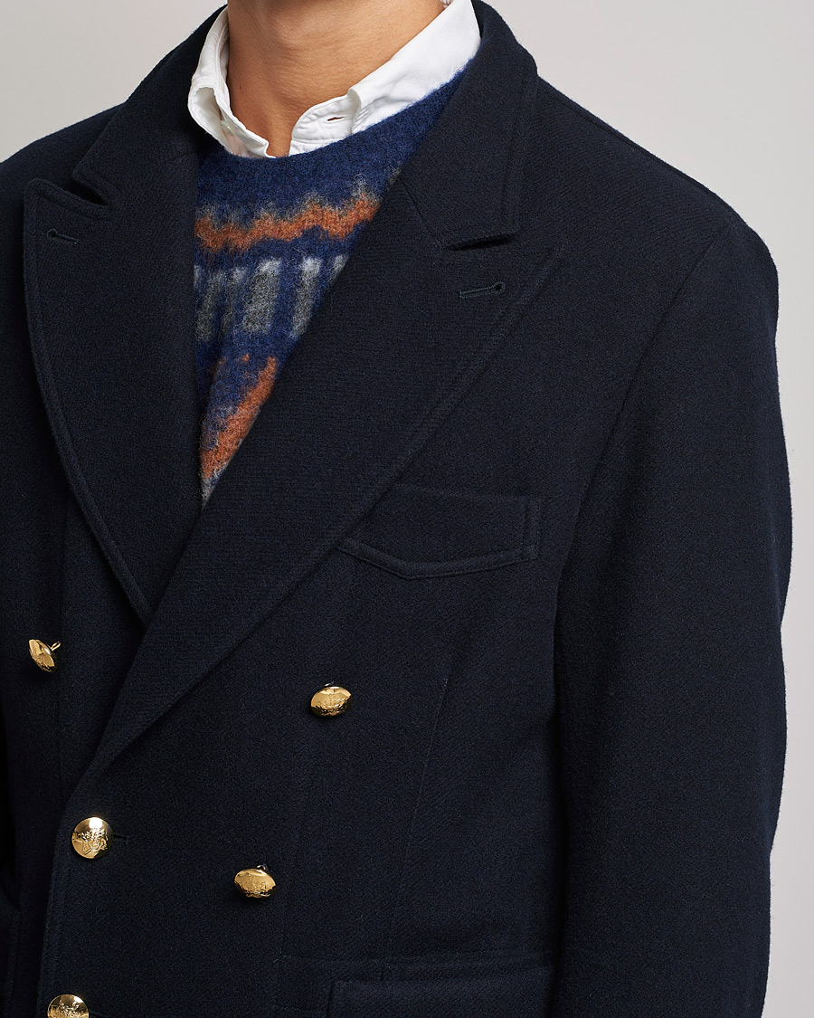 Herren | Sakkos | Drake's | MKIII Double Breasted Wool/Flannel Blazer Navy