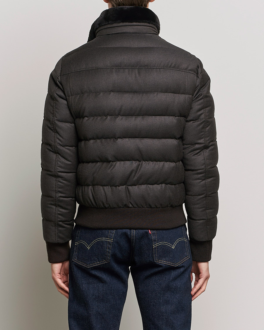 Herren | Jacken | MooRER | Fantoni Wool/Cashmere Suede Bomber Jacket Dark Brown