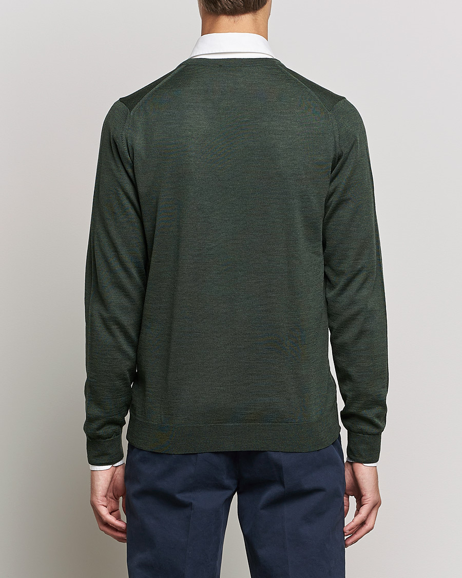 Herren | Pullover | Stenströms | Merino Zegna Knitted Cardigan Forest Green