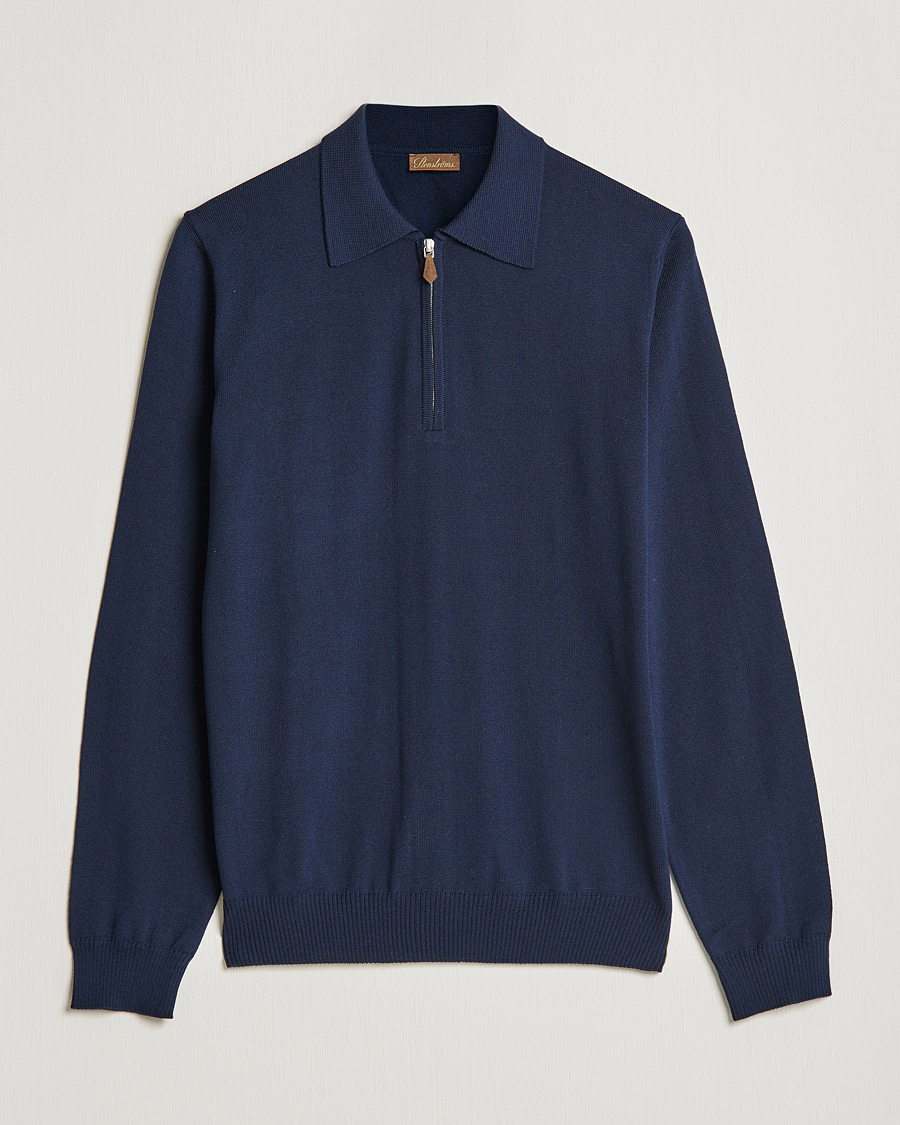 Herren | Pullover | Stenströms | Merino Half Zip Polo Navy