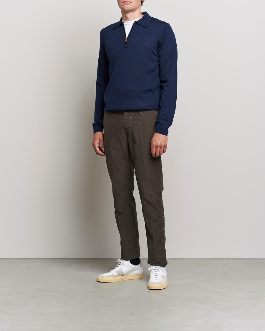 Herren | Pullover | Stenströms | Merino Half Zip Polo Navy