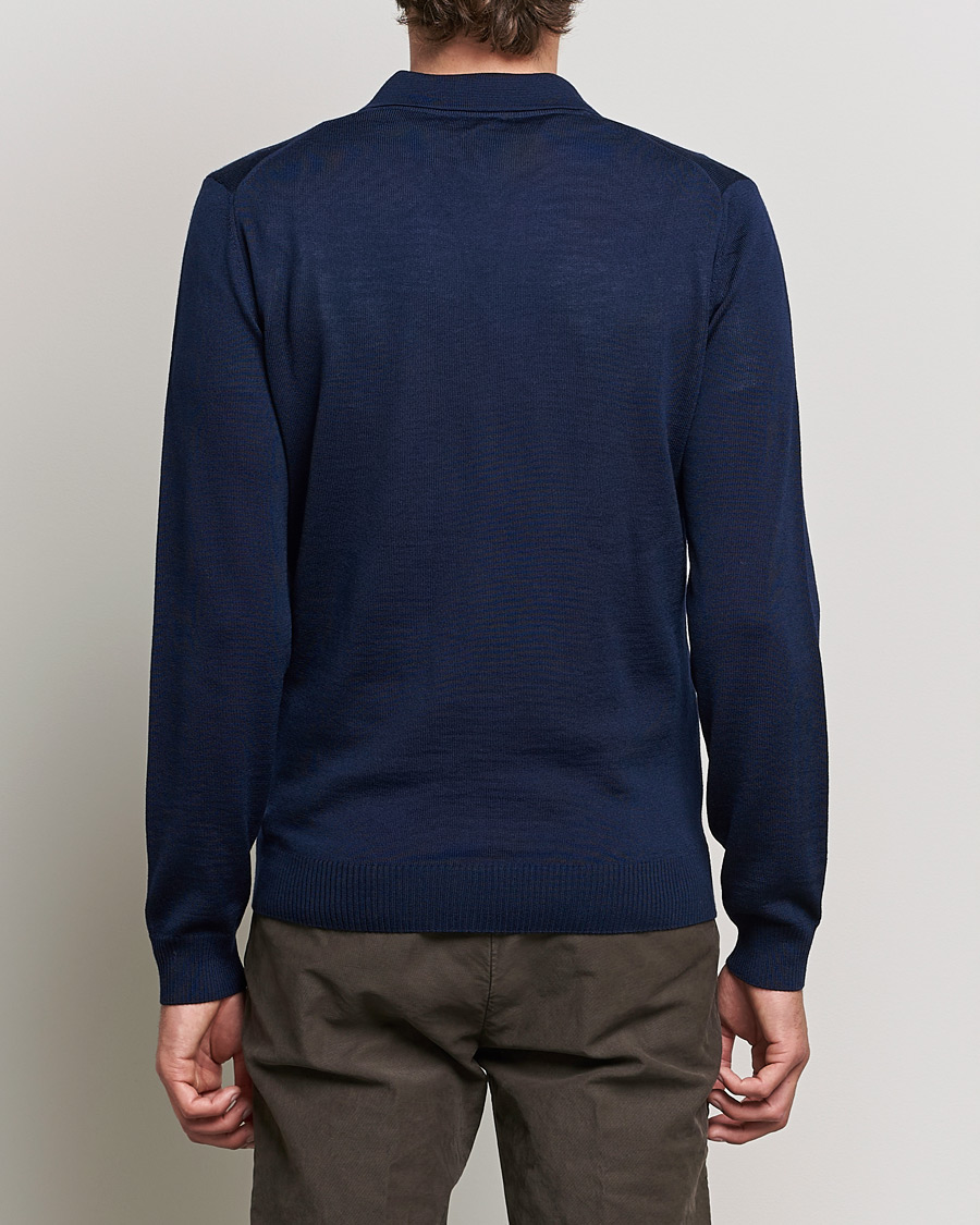 Herren | Pullover | Stenströms | Merino Half Zip Polo Navy