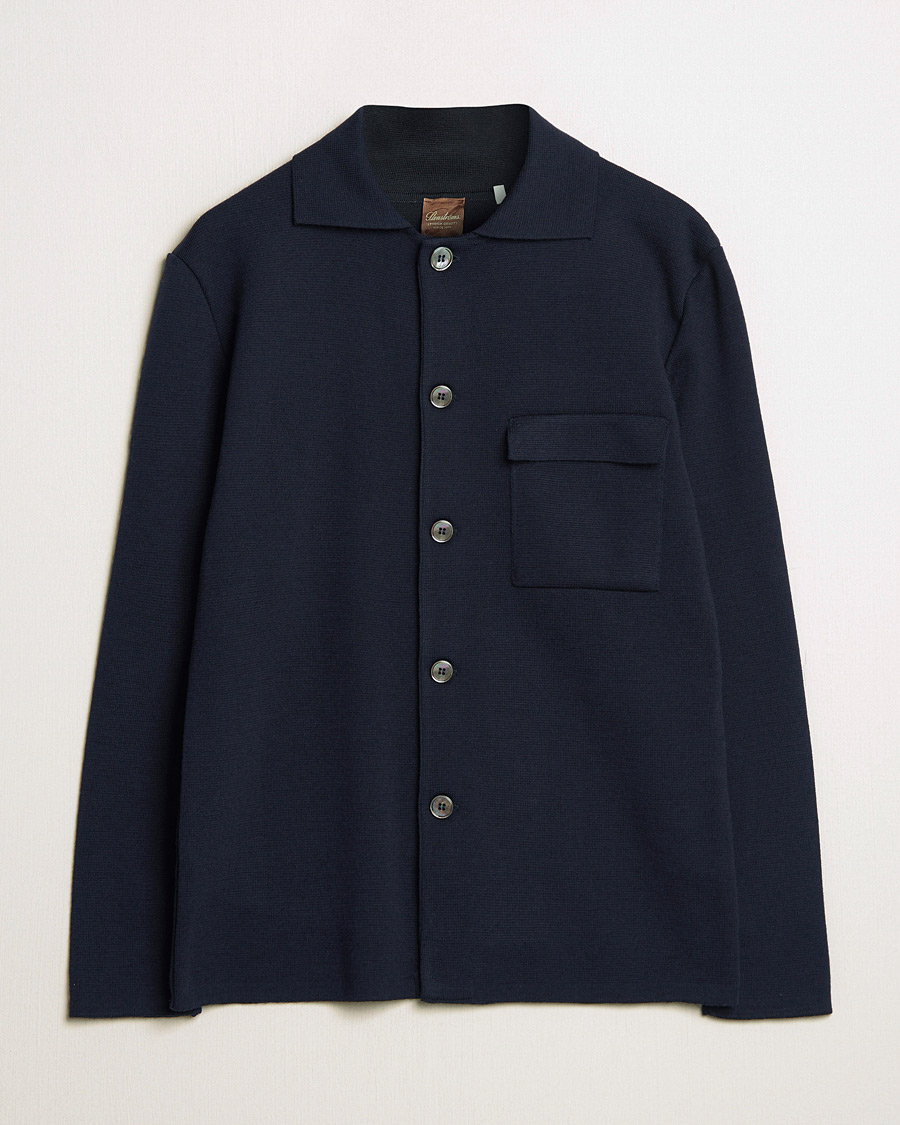 Herren | Pullover | Stenströms | Merino Chest Pocket Cardigan Navy