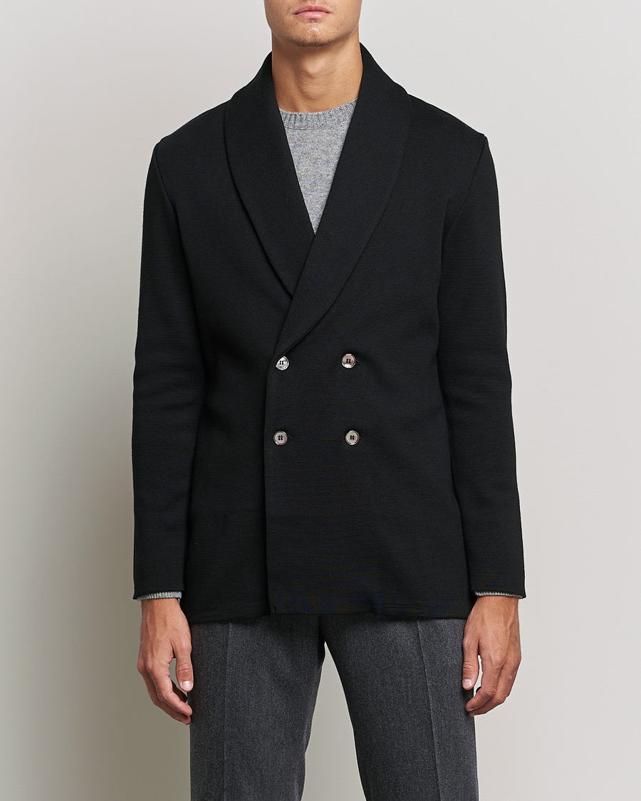 Herren |  | Stenströms | Merino Knitted Tuxedo Cardigan Black