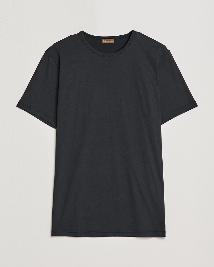 Herren | T-Shirts | Stenströms | Solid Cotton T-Shirt Black
