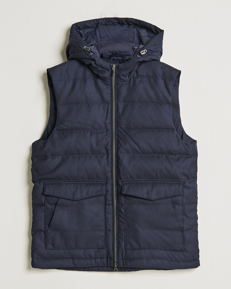 Herren | Jacken | Stenströms | Hooded Flannel Vest Navy