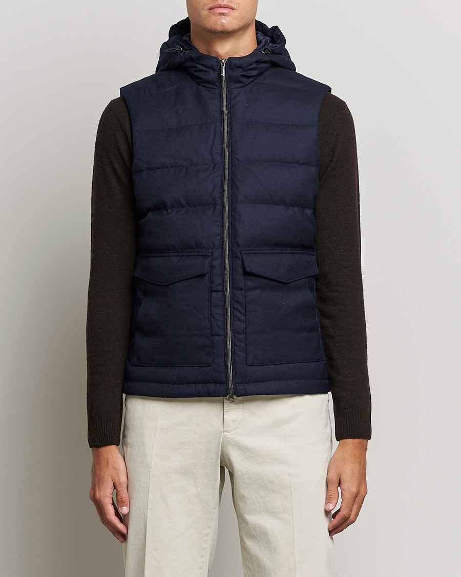 Herren | Jacken | Stenströms | Hooded Flannel Vest Navy
