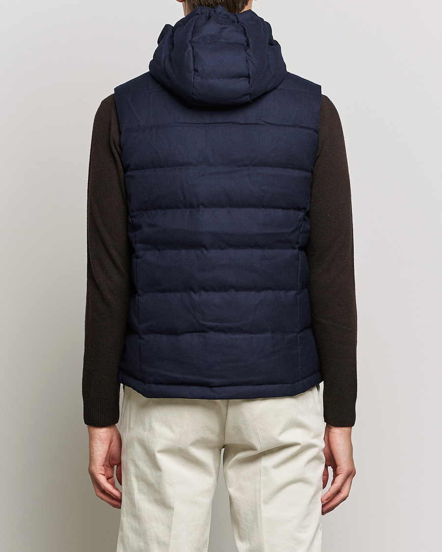 Herren | Jacken | Stenströms | Hooded Flannel Vest Navy