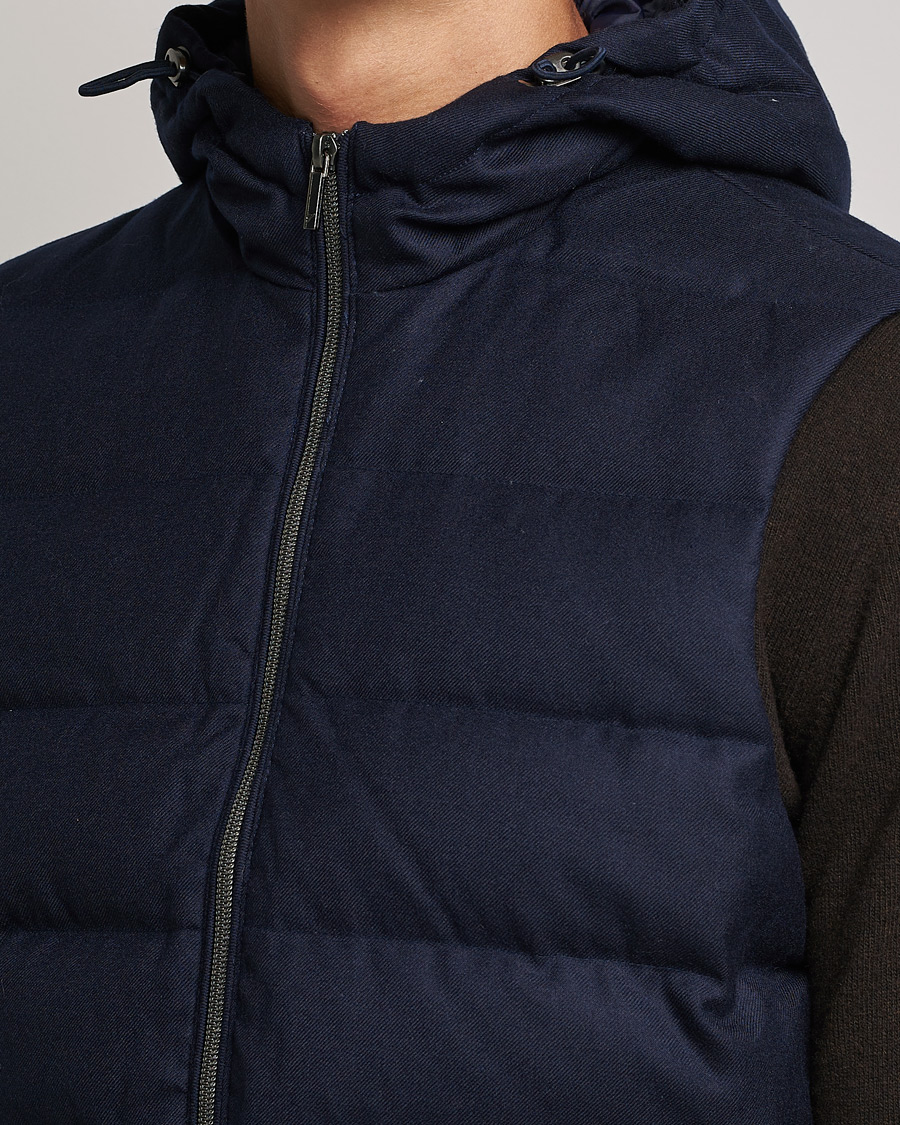 Herren | Jacken | Stenströms | Hooded Flannel Vest Navy