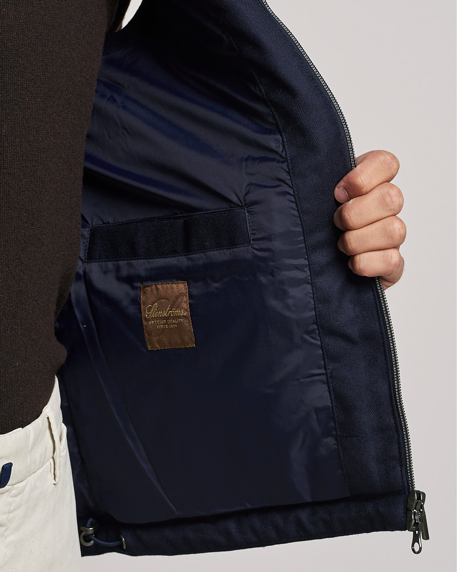 Herren | Jacken | Stenströms | Hooded Flannel Vest Navy