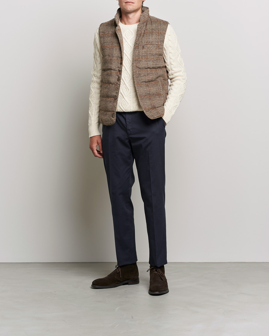 Herren | Jacken | Stenströms | Glencheck Padded Wool Vest Brown